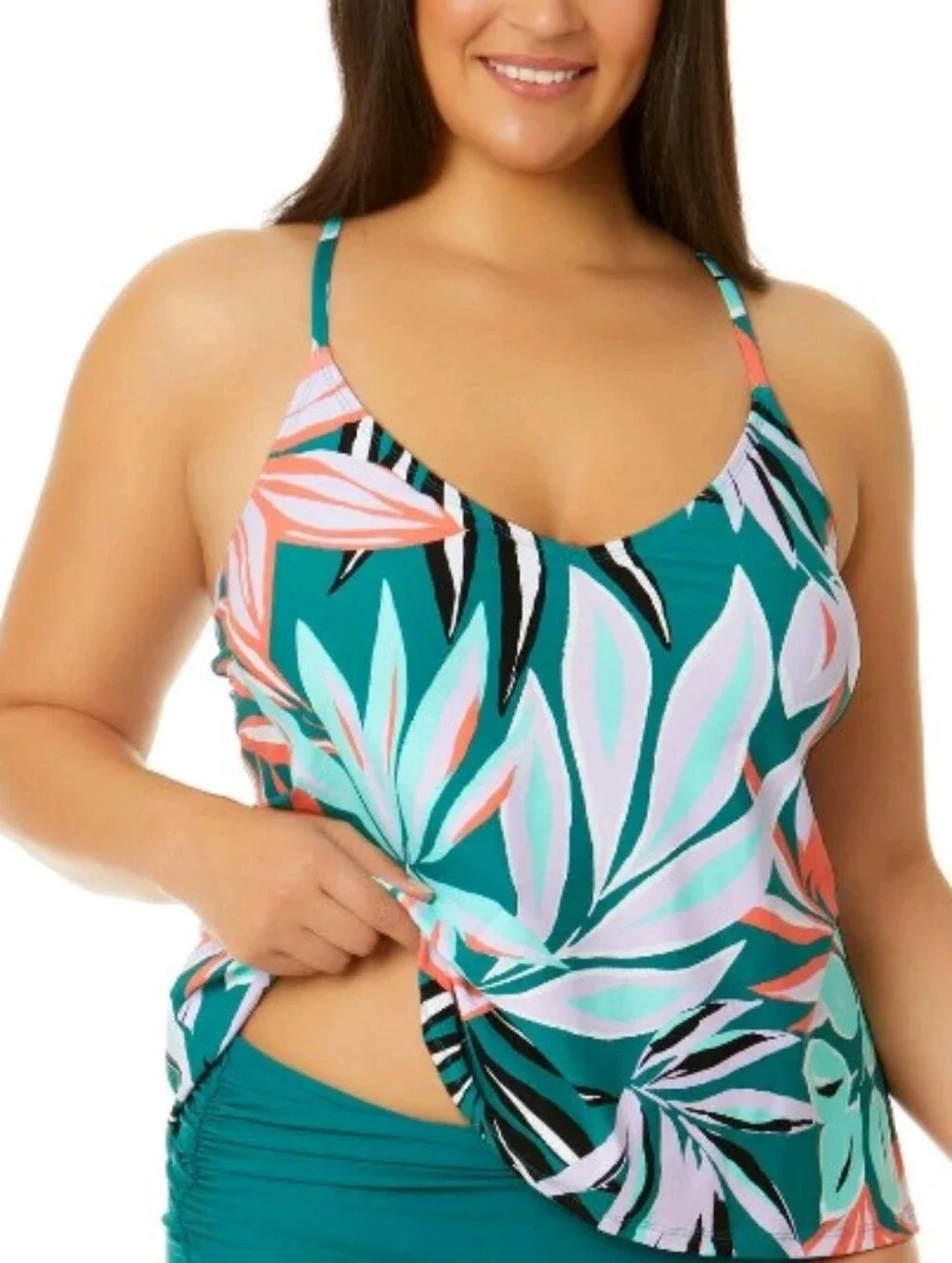Anne Cole Easy Triangle Tankini Top Zesty Tropical XXL
